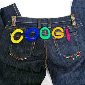 COOGI Embroidered Low rise Black Jeans Women  7/8